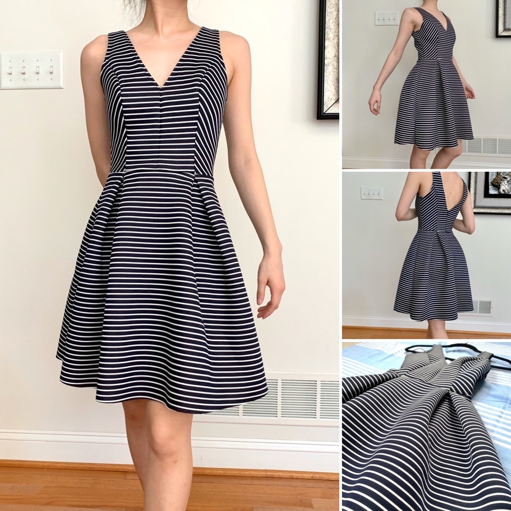 NWT AQUA Scuba Neoprene Striped Dress - Picture 1 of 16